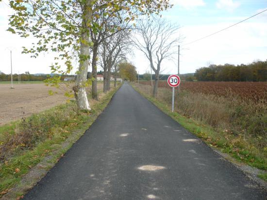 Chemin des Mazoyers goudronné à l'automne 2008.